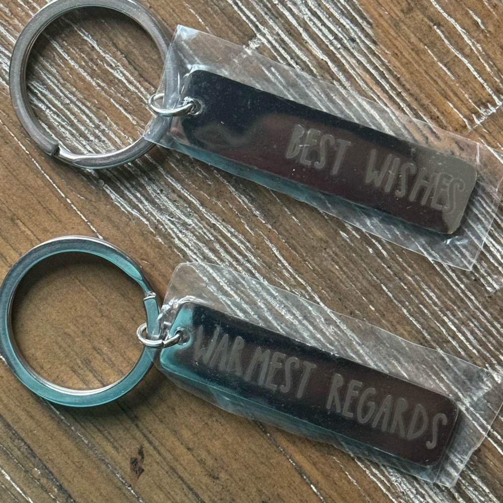 New Silver Keychain Set with Engraved Messages